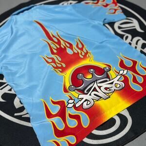 Blue Jnco Crown Flame Button Up Shirt